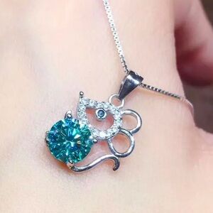 Mossainite Mouse Necklace, 2 Ct. In 925 Sterling Silver NWT